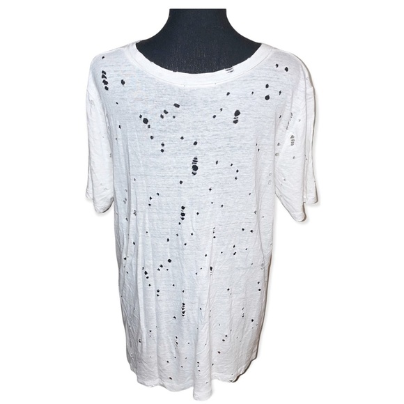 White distressed plunge neckline tee - Picture 5 of 6